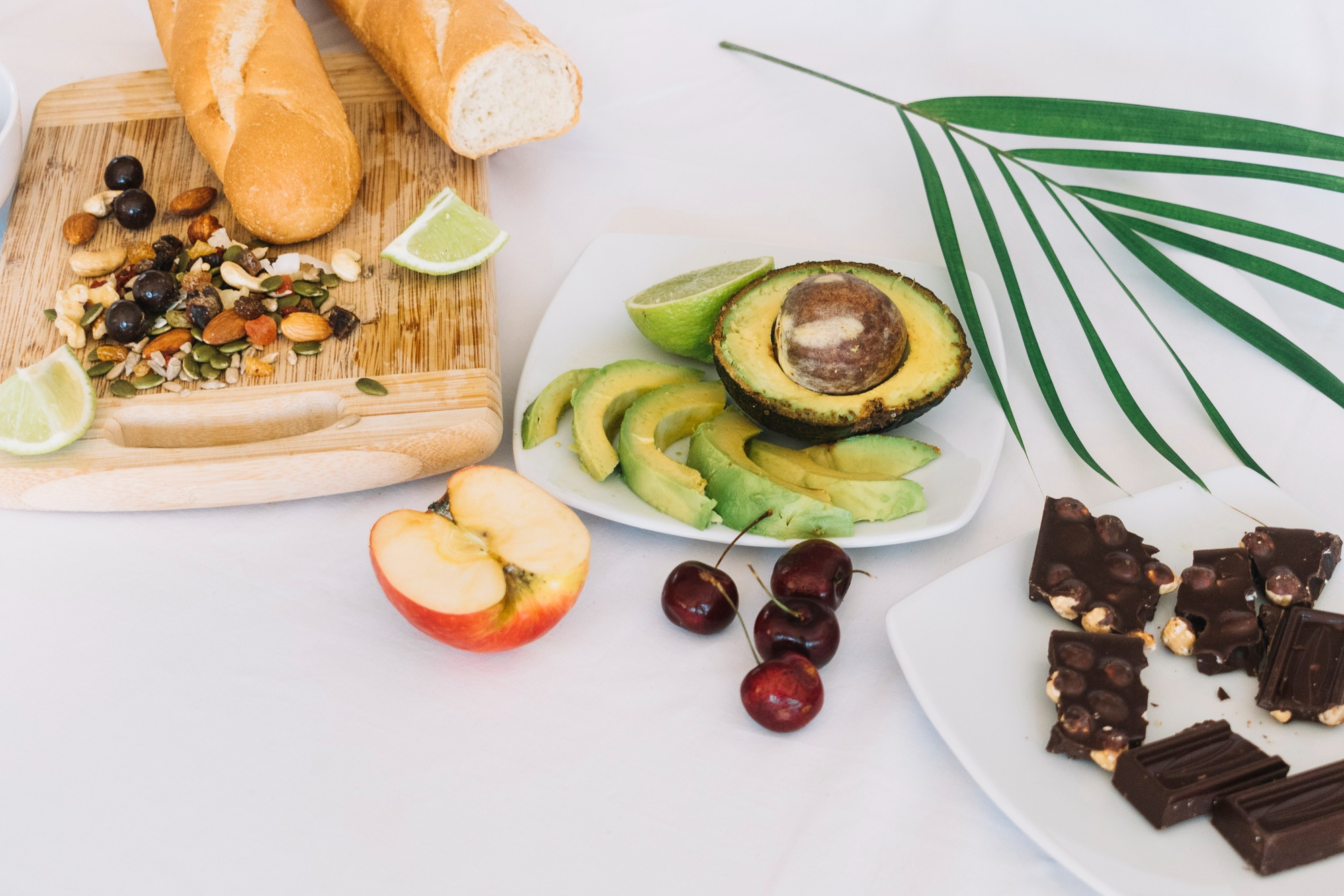 A colourful balanced meal with vegetables, grains and everyday table items